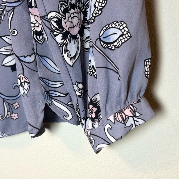 Womens Small Blouse THE LOFT Floral Periwinkle Flowy Boho Office Capsule - Picture 6 of 16